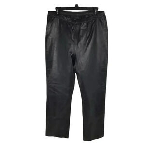 {Margaret Godfrey} Black Genuine Leather Elastic Waist Pants Size 10